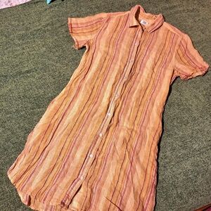 Striped Button-Up Shirt Dress